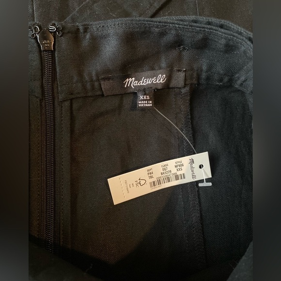 NWT MADEWELL Woman's Black Linen & Cotton Princess Seamed Midi Dress, Size XXS - Picture 6 of 9